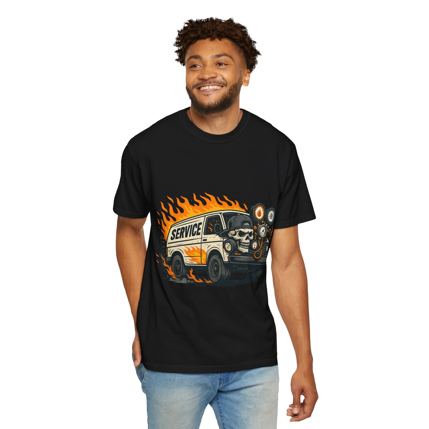 HVAC MAN IN VAN T-SHIRT