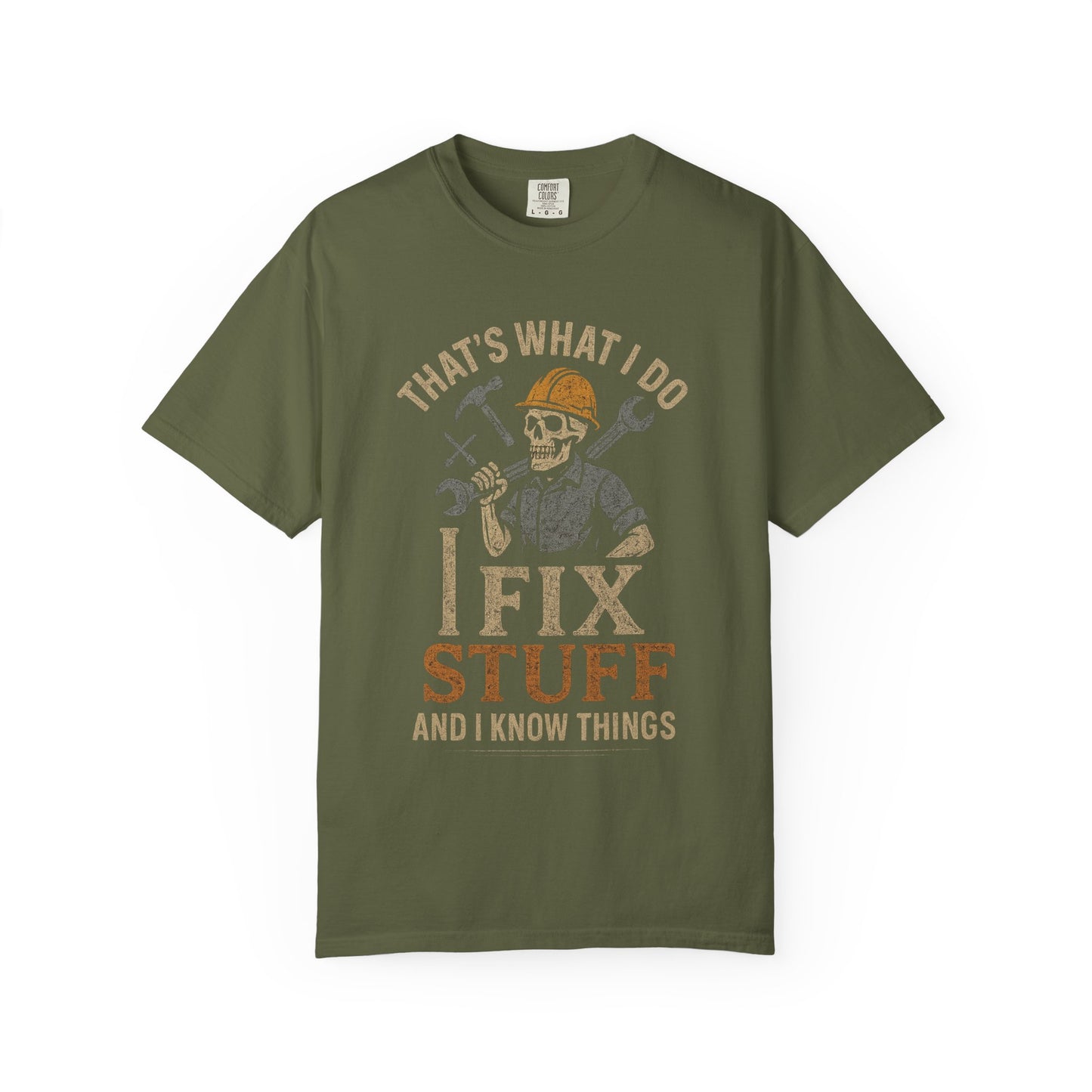 Funny Fix-It Tee - I fix things I know stuff skeleton