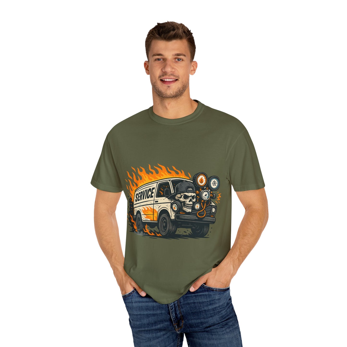 HVAC MAN IN VAN T-SHIRT