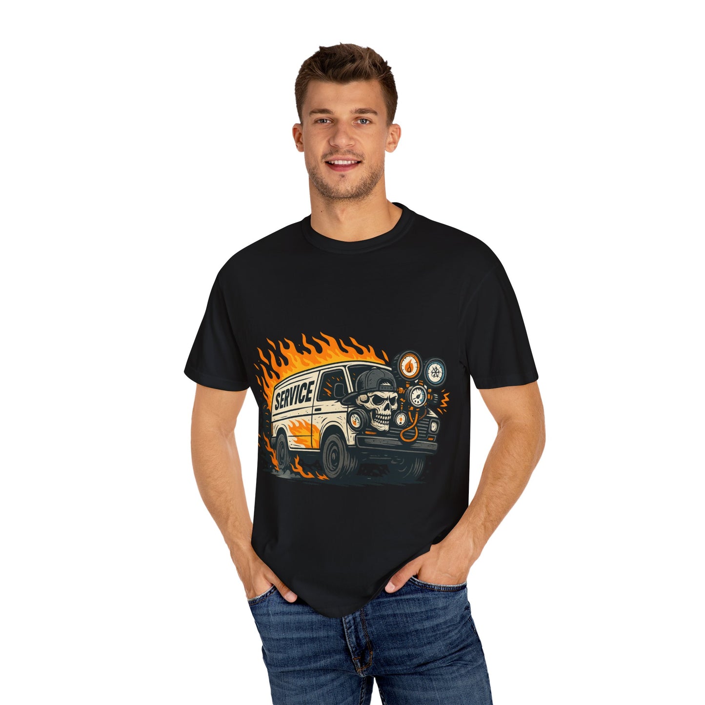 HVAC MAN IN VAN T-SHIRT