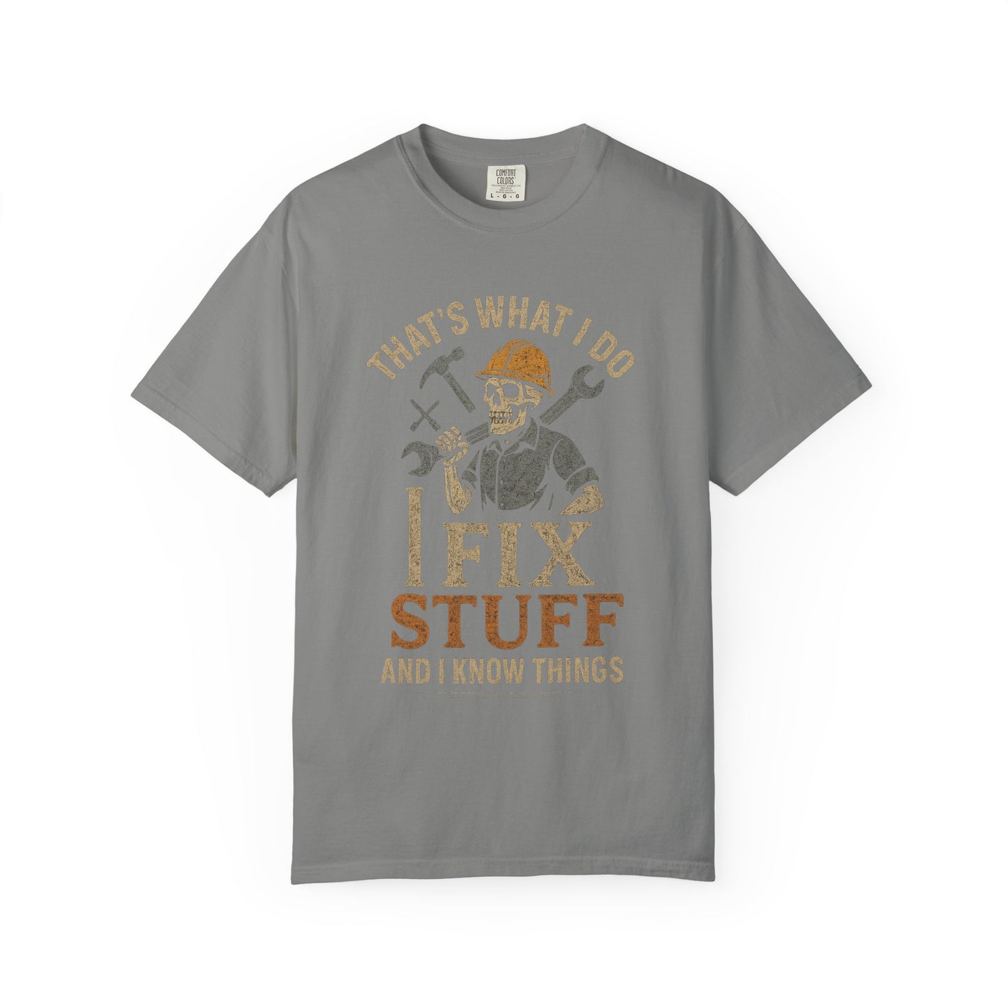 Funny Fix-It Tee - I fix things I know stuff skeleton