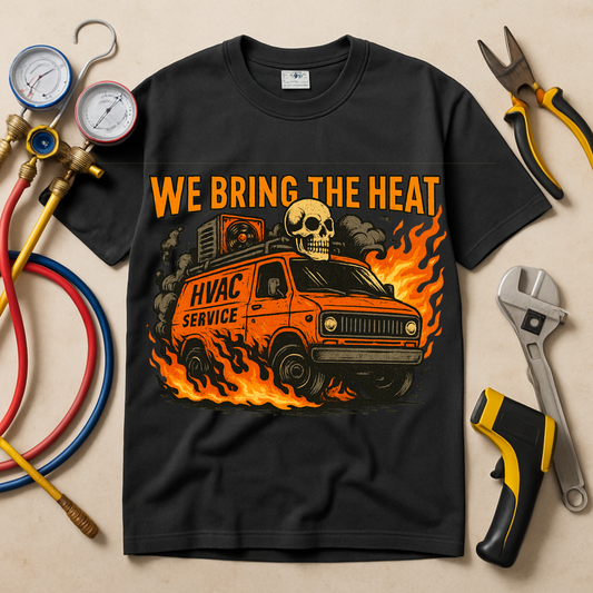 HVAC MAN IN VAN T-SHIRT