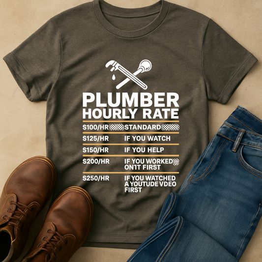 Plumber Hourly Rate Funny T-shirt