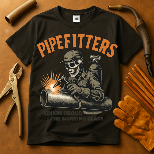 Union Pipefitter Skeleton Welder T-Shirt